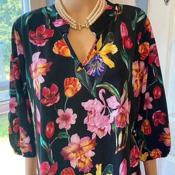 Lidy 3/4 Sleeve Boho Floral Casual Spring Summer Top Blouse Women Size L-XL - Picture 7 of 7